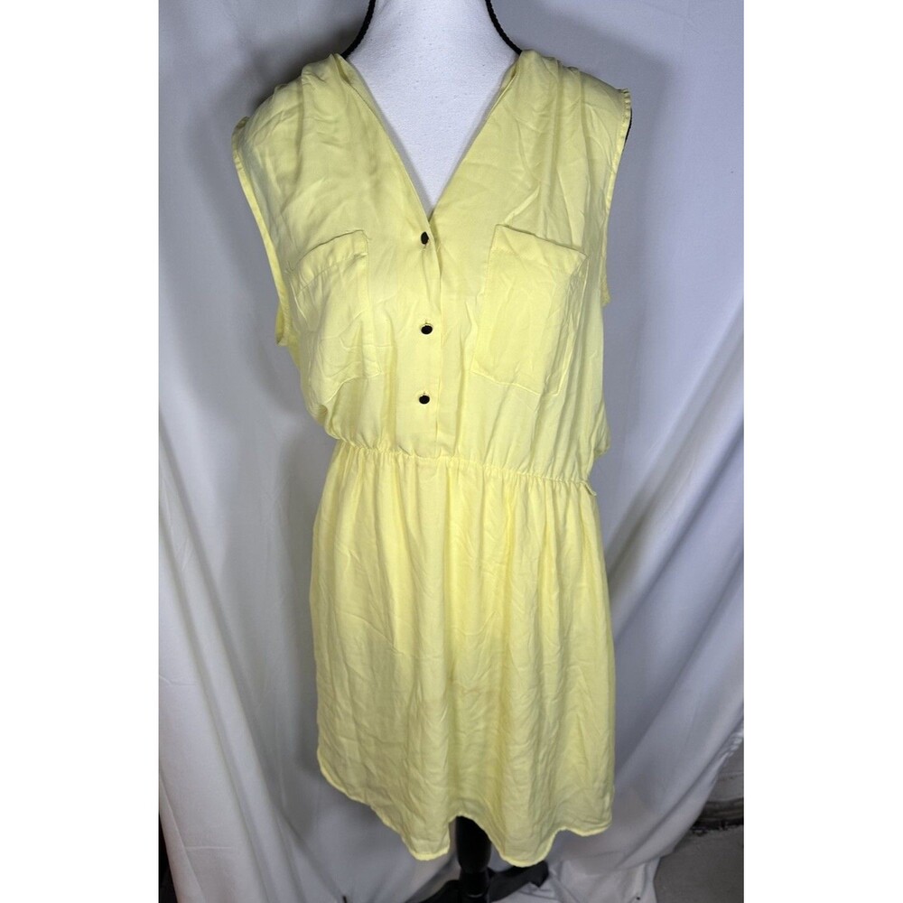 NWT Bright Yellow Sun Dress Sheer Sleeveless Size 12 H&M Above The Knee Party